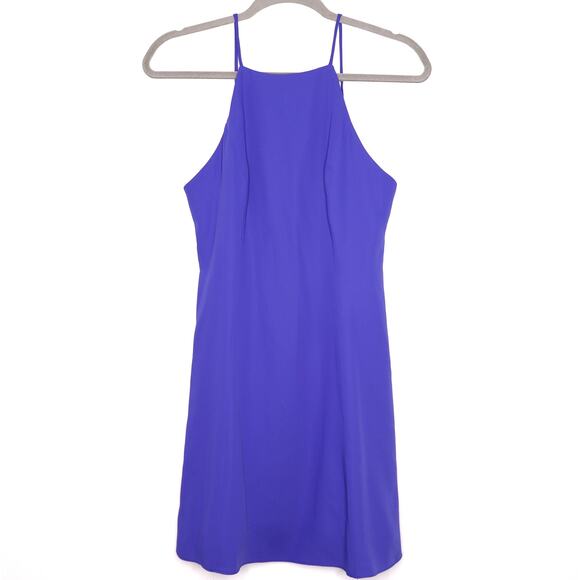 AMANDA UPRICHARD Halter Shift Mini Dress Sleeveless Bluish Purple Women's P/XS - Picture 1 of 8